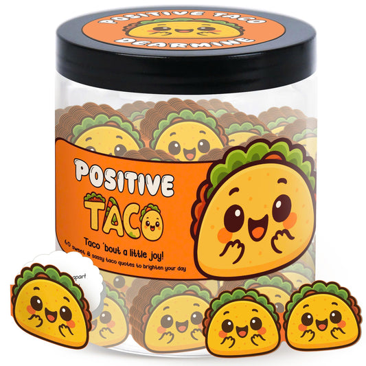 DEARMINE Positive Taco Jar – 60 Affirmation Cards Emotional Support Taco Gift for Taco Lovers, Birthday Gifts for Women