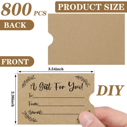 800 Pcs Gift Card Envelopes Sleeves Credit Card Holders Brown Kraft Mini Business Hotel Key Envelopes Sleeves for Invitations Cash Money Bulk, 2.4 x 3.5 Inches (Black)