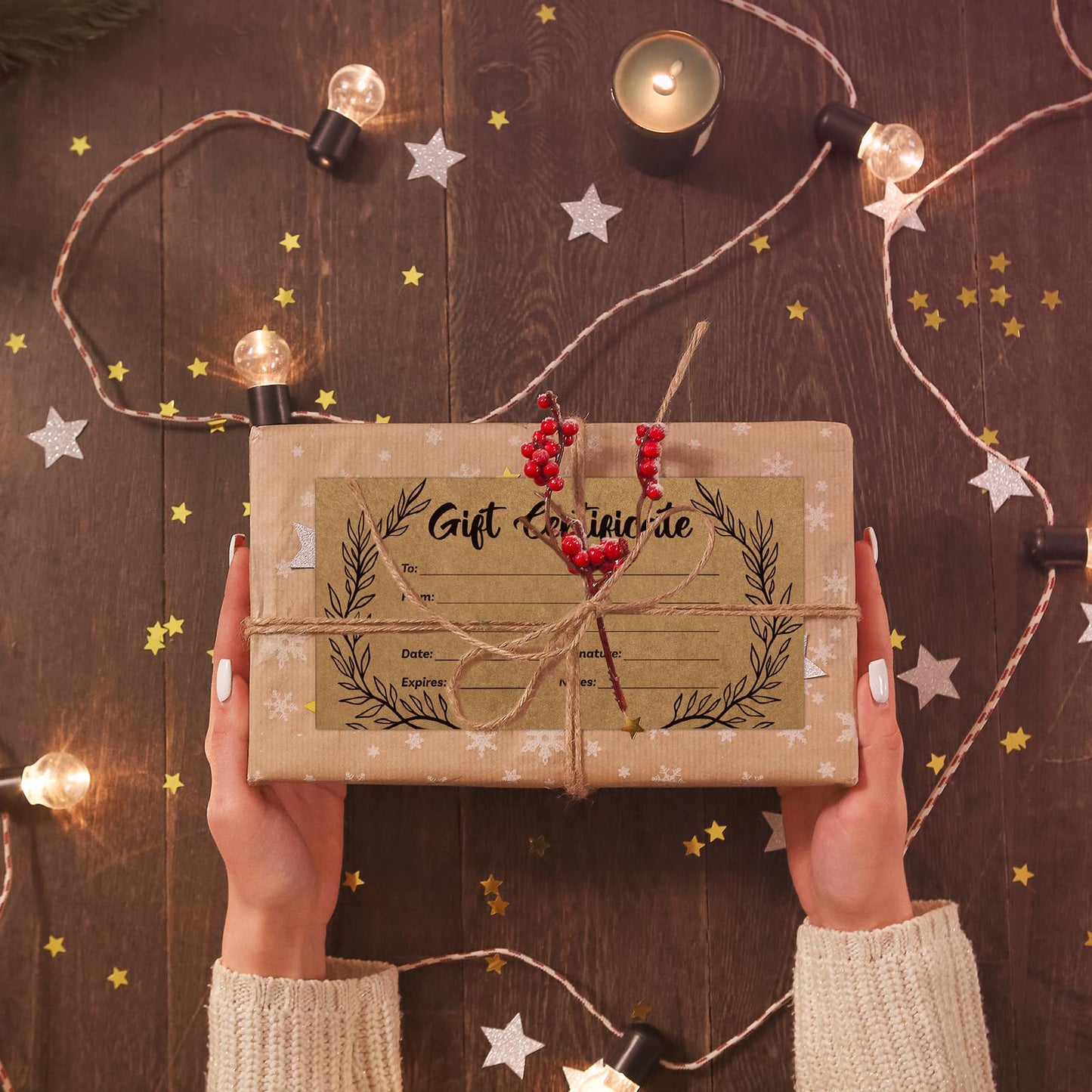 48 Pcs Blank Gift Certificates Kraft Certificate Cards with 48 Pcs Envelopes for Business Salon Restaurants Spa Christmas Birthday, 3.5 x 7