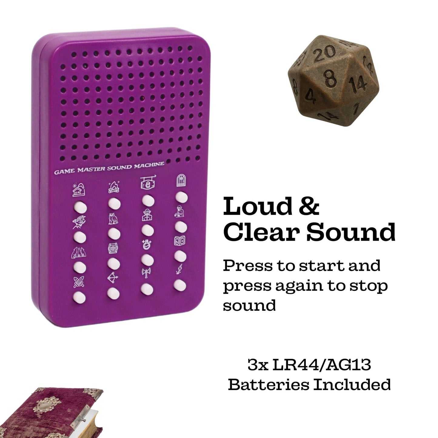 Game Master Noisemaker with 16 Sounds, Fantasy Sound Machine - RPG Effects for Tabletop Gaming - Gift for Immersive Questing – Unique for Players Accessories (Dungeons & Dragons, DND, D&D Compatible)