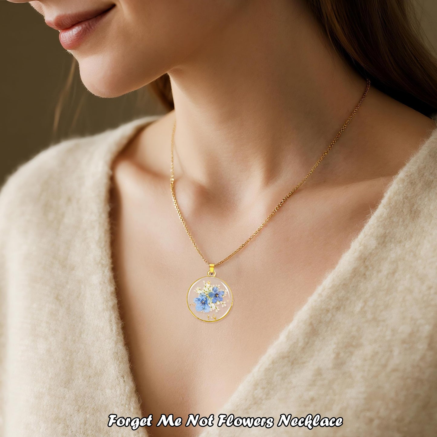 Miscarriage Gifts for Mothers, Forget Me Not Pressed Flowers Necklace, Baby Loss Grief Sympathy Gift for Women, Child Loss Memorial Gifts Jewelry
