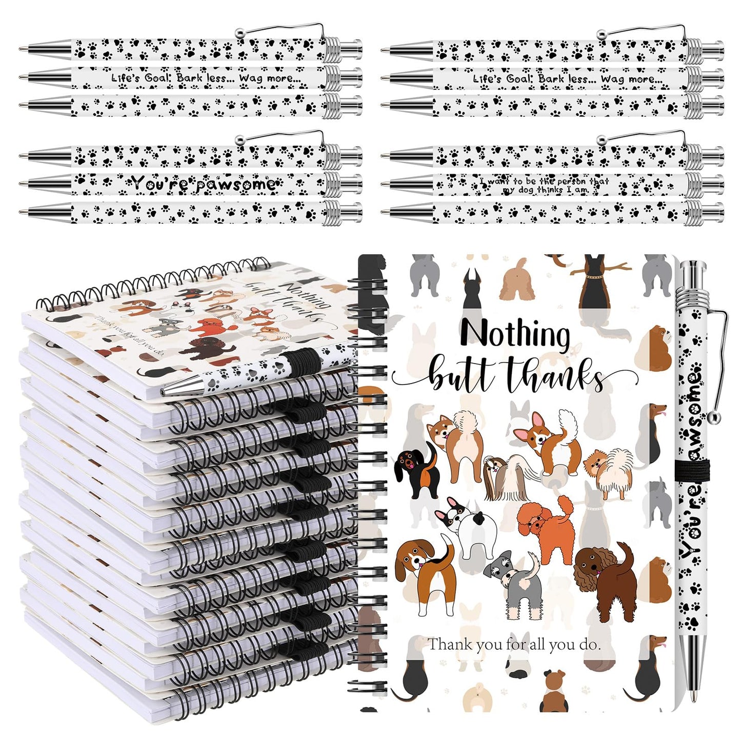 Eaasty 10 Set End of Year Vet Tech Gifts Veterinary Technician Spiral Notebooks with Paw Ballpoint Pen Vet Tech Appreciation Gift for Graduation Veterinary Assistant Nurse Doctor Dog Lover