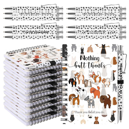 Eaasty 10 Set End of Year Vet Tech Gifts Veterinary Technician Spiral Notebooks with Paw Ballpoint Pen Vet Tech Appreciation Gift for Graduation Veterinary Assistant Nurse Doctor Dog Lover