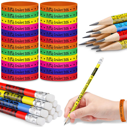 Tenceur 48 Pcs 5th Grade Graduation Gifts Bulk Fifth Graders 2026 Pencils and Bracelets End of The Year Gifts for Students from Teacher Classroom Graduation Party Favor Teacher Reward Prize Supplies