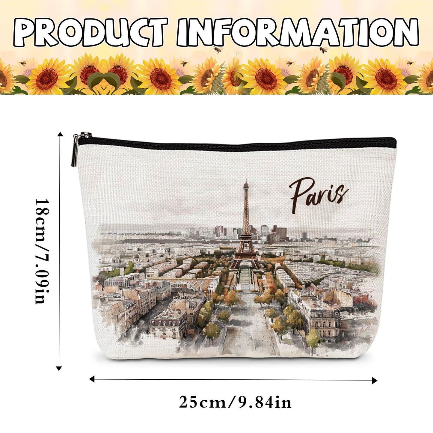 Paris Souvenirs Makeup Bag - Paris Travel Essentials Watercolor Cosmetic Bags Waterproof Toiletry Pouch Portable Traveling Accessories Party Birthday Gifts for Women Mom Daughter Friends Wife