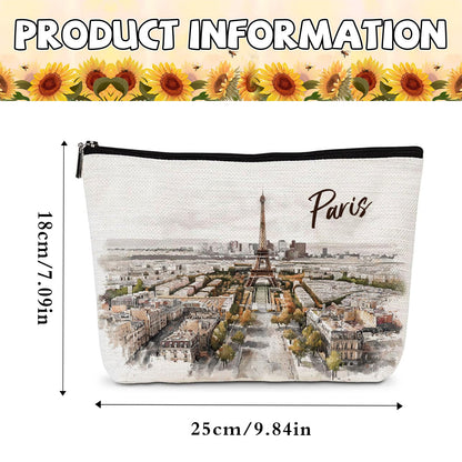Paris Souvenirs Makeup Bag - Paris Travel Essentials Watercolor Cosmetic Bags Waterproof Toiletry Pouch Portable Traveling Accessories Party Birthday Gifts for Women Mom Daughter Friends Wife