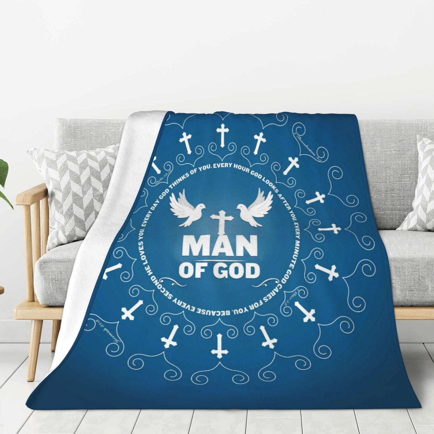 Christian Gifts for Men, Catholic Religious Gifts for Men, Man of God Gift for Mens, Christian Blanket 60"X50", Baptism Bible Spiritual Inspirational Encouragement Birthday Gift for Man