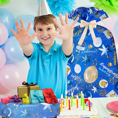 Extra Large Gift Bag Jumbo Giant Gift Bags,Oversized XL Big Huge Gift Bag for Present,Blue Gift Wrap Birthday Bag Plastic Bike Wrapping Bag for Large Gifts for Boy Men Child Kids(48inch 1Pack)