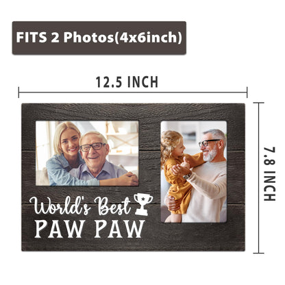 Fathers Day Pawpaw Gifts, Paw Paw Gift for Grandpa 3D Photo Frame Hold 4x6 Inches Two Photos, Best Pawpaw Ever Birthday Gift for Him from Grandkids, Gifts for Pawpaw Who Wants Nothing