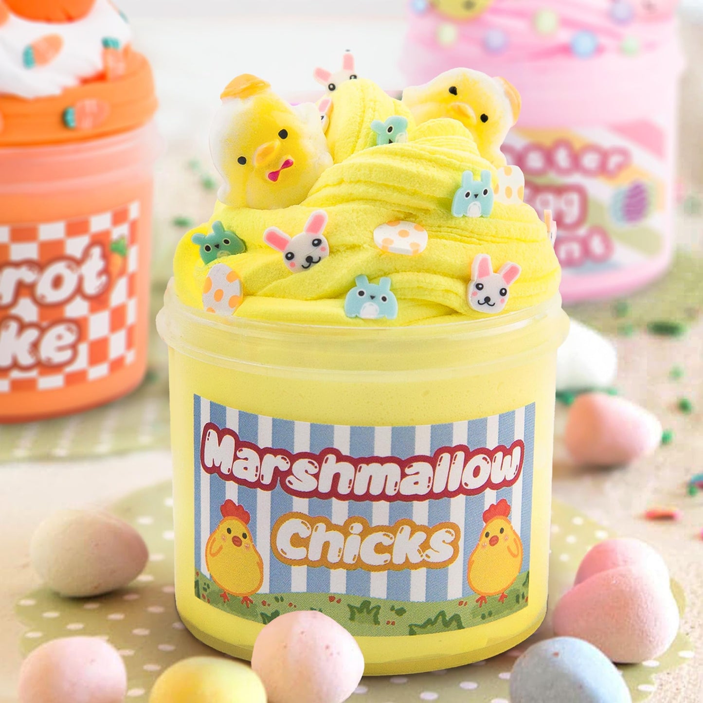Easter Basket Stuffers - 4 Pack Kit of Eggs Filled with Slime and Charms - Prefilled Eggs with Toys Inside Easter Gifts for Toddlers Teens Girls Boys