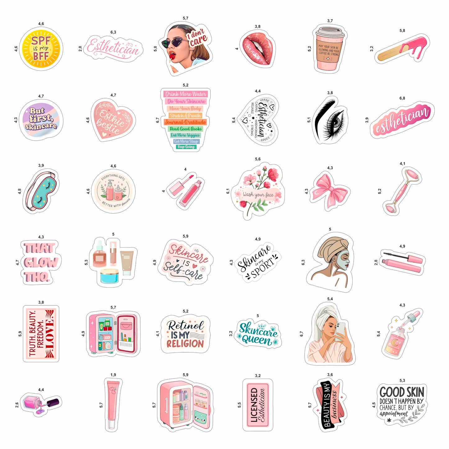 100Pcs Esthetician Stickers for Laptop, Skincare Stickers - Esthetician Party Supplies, Gifts - Gift for Women & Men