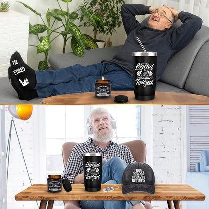 10 Pcs Retirement Gifts for Men 2026, This Legend Has Retired, Happy Retirement Gifts for Dad, Grandpa, Coworker, Teachers, Boss, Friends, Retirees, 20 Oz Tumbler Best Retirement Gifts Basket