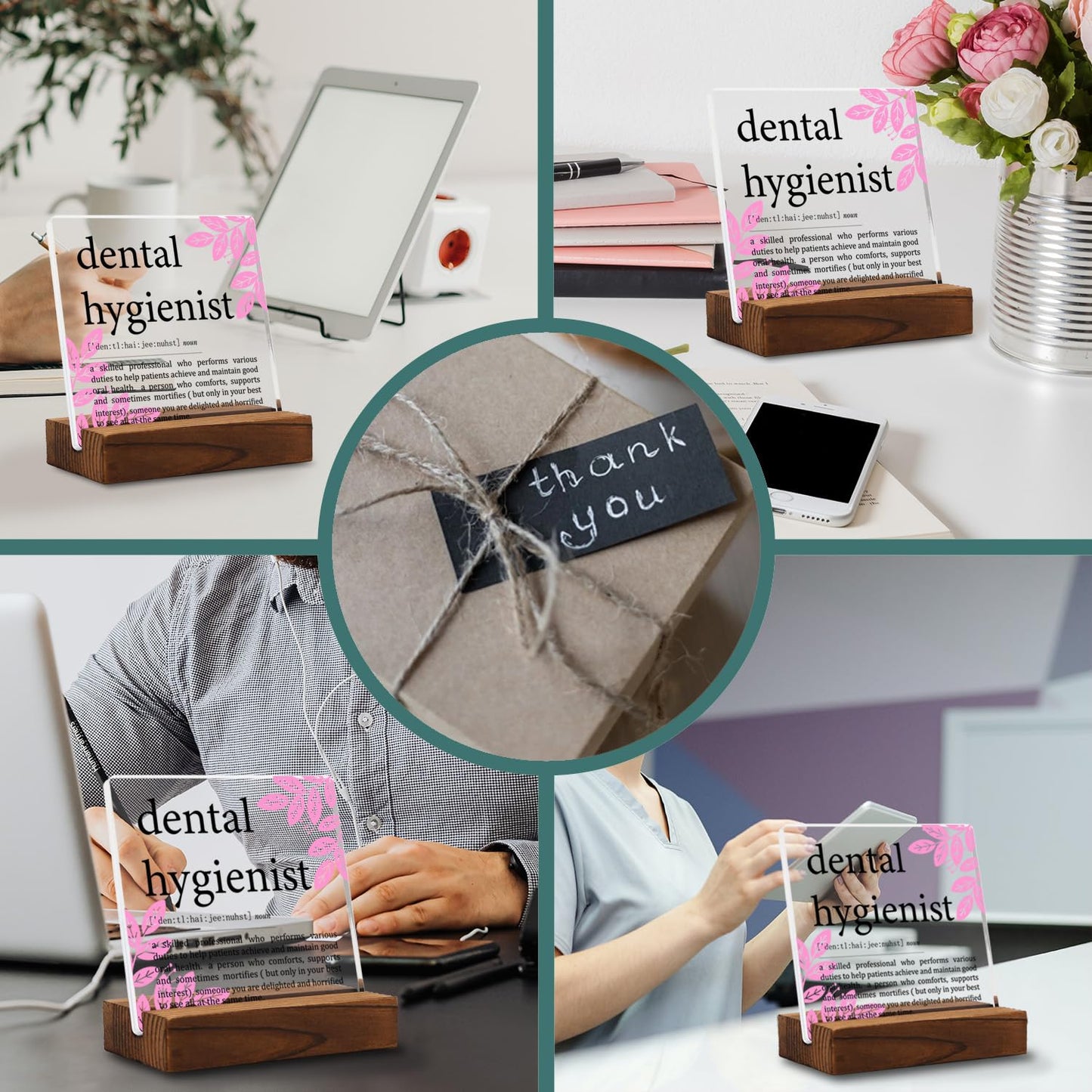 Appreciation Gifts for Dental Hygienist Clear Desk Decor Sign, Dental Definition Thank You Gift for Assistant Her Graduation Retirement, Dentist Plaque Signs for Dental Clinic Office Decor