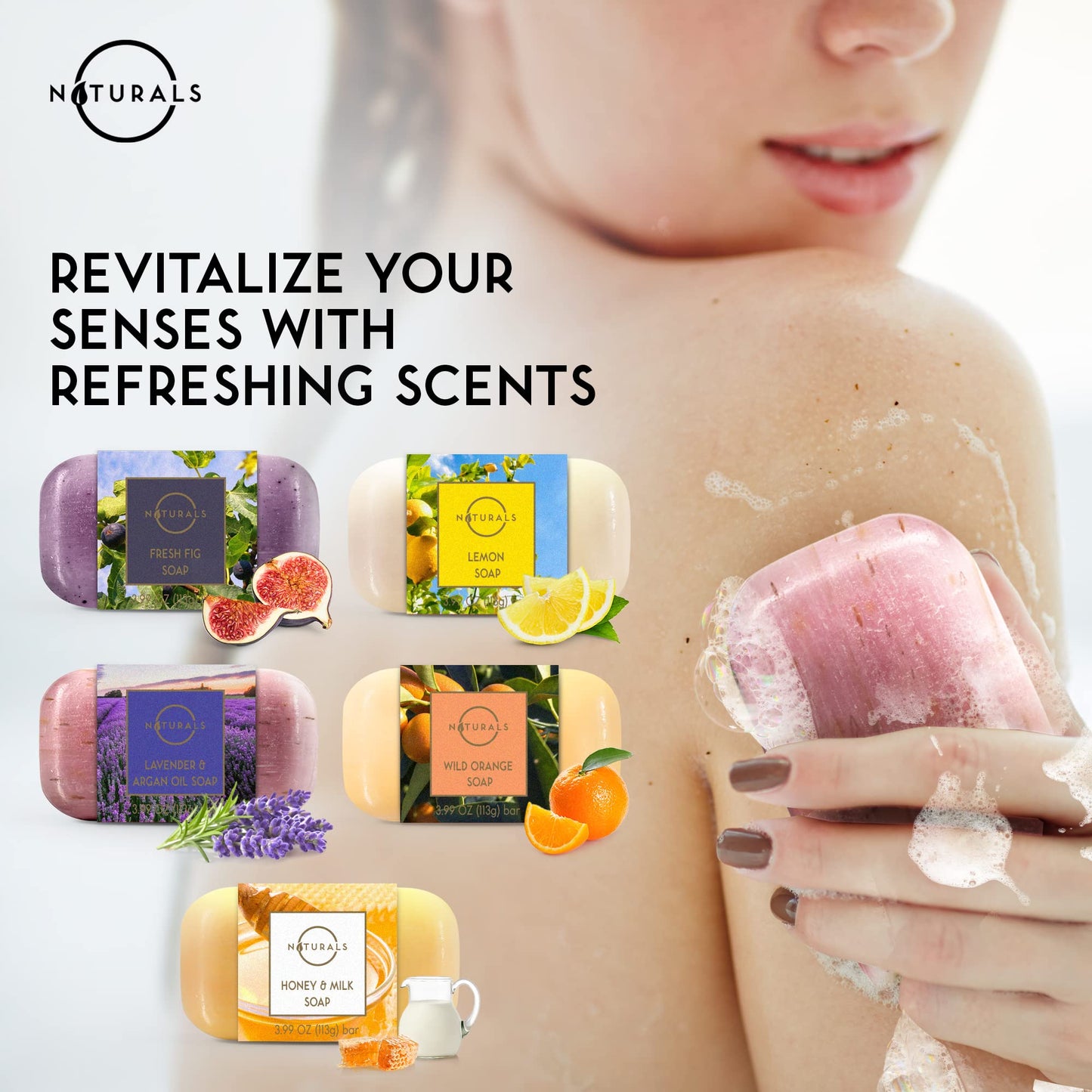 O NATURALS 100% Natural Bar Soap - Gift Set - Organic Ingredients & Essential Oils - Spa Gifts for Women & Men, Body Wash & Face Soap - 10PC Variety Soaps Collection - Mothers Day Gifts