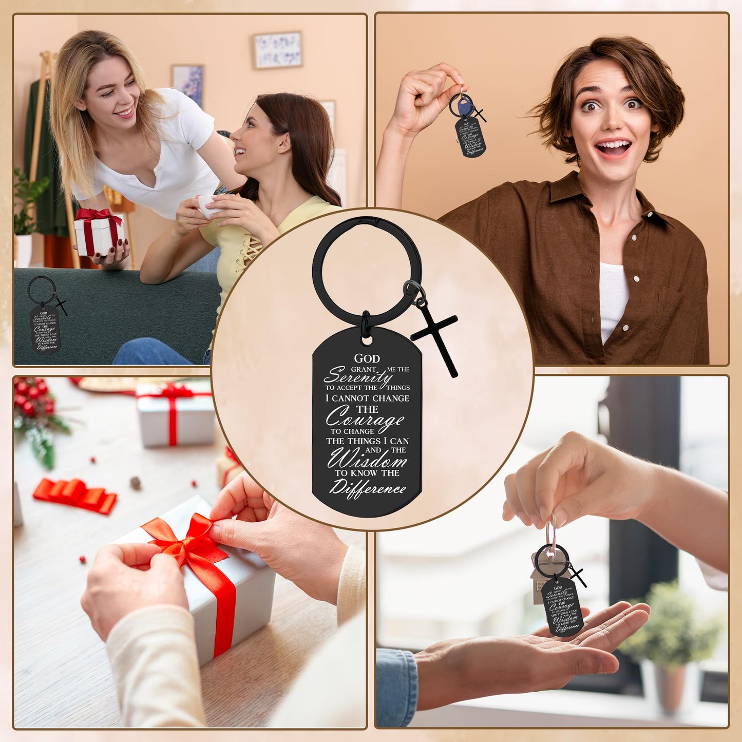 Serenity Prayer Gifts for Women Men - 1 Year Sober Bible Verse Keychain, Inspirational Sobriety Christian AA Recovery Gift