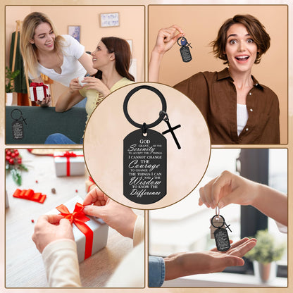 Serenity Prayer Gifts for Women Men - 1 Year Sober Bible Verse Keychain, Inspirational Sobriety Christian AA Recovery Gift
