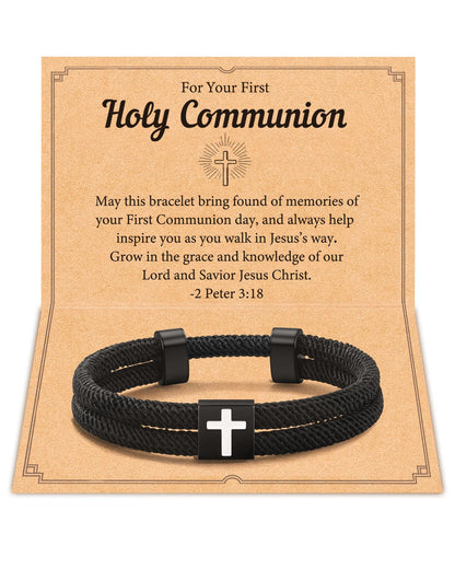 Shonyin Religious Catholic Gifts for Teens Boys Men, Adjustable Faith Cross Bracelet for Males, Confirmation First Communion Easter Gift for Son, Grandson, Nephew, Brother, Bonus Son, Brother-in-law