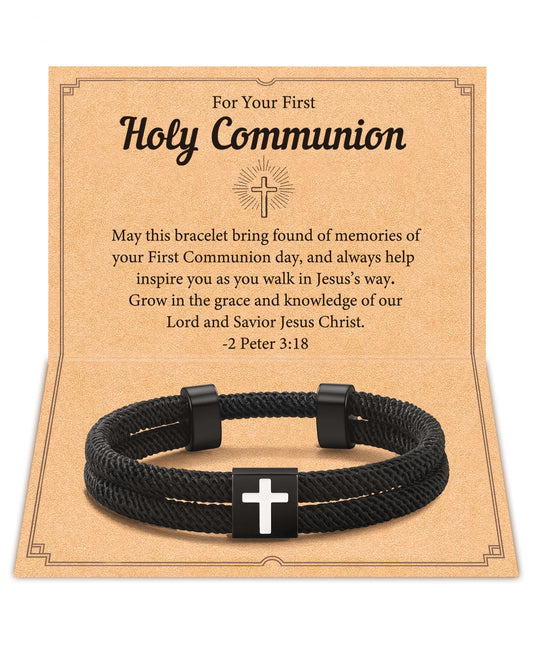 Shonyin Religious Catholic Gifts for Teens Boys Men, Adjustable Faith Cross Bracelet for Males, Confirmation First Communion Easter Gift for Son, Grandson, Nephew, Brother, Bonus Son, Brother-in-law
