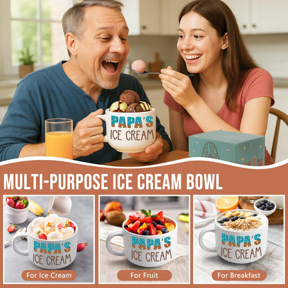 YEUYUQIU Fathers Day Papa Gifts for Grandpa - Ideal Father's Day Birthday Gifts for Papa from Granddaughter Grandson, Christmas Fathers Day Present for Grandfather - Papa's Ice Cream Bowl Shovel Set