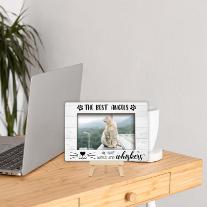 Memorial Gifts for Loss of Cat, Pet Memorial Gifts Wooden Photo Frame with Easel, 4x6 Cat Loss Sympathy Frame for Tabletop Display Photo Insert - G01