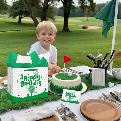 Jiaoiudi Golf Gift Bag with Tissue Paper Greeting Card Golf Goodie Bags Large with Handles