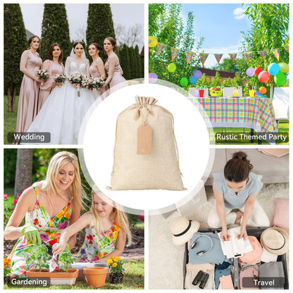 Burlap Bags with Drawstring - 10Pcs 10x14 Gift Sacks for Wrapping Memorial Day Favors, Clothes, Breads, For Birthday, Wedding, DIY, Household Use