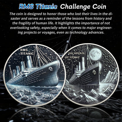 RMS Titanic Challenge Coin - Commemorative Ship Coins - Rare Boat Travel Token - Memory of Victims Chip - Collectable Curio Gifts for Men Women Kids Family