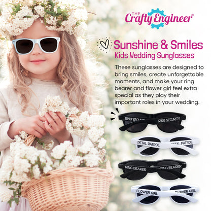 The Crafty Engineer Ring Bearer & Flower Girl Proposal Gifts - Chic Sunglasses for Little Boys & Girls, Perfect Ring Bearer (Black (Ring Security))