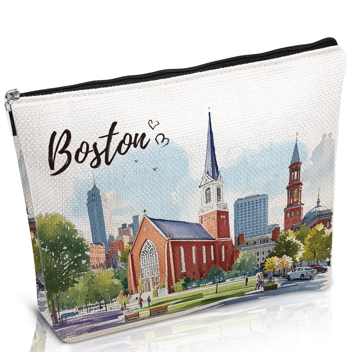 Boston Bag Souvenir Gifts - Boston City Travel Makeup Bag, Boston Theme Watercolor Cosmetic Bag, Boston Lovers Gifts, Massachusetts Gift for Women Girls Traveller
