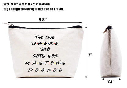 Unique Masters Degree Gift for Grad Student - MBA Gifts - Grad Student Graduation Gift for Best Friend Daughter Cousin Sister - The One Where She Gets Her Master's Degree - Makeup Bag Cosmetic Bag
