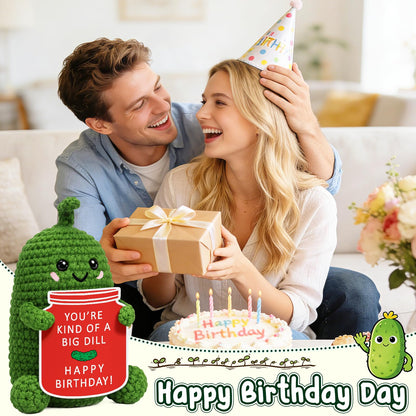 Xinezaa Crochet Pickle Gifts, Birthday Gift for Women Men, Cute Funny Birthday Card for Mom, Dad, Sister, Friend, Daughter, Wife, Girlfriend, Teens, Coworkers, Unique Bday Gifts Present for Her