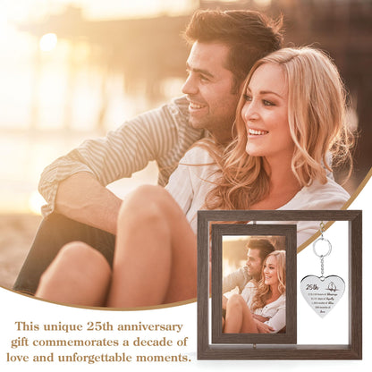 HELORAY 25th Wedding Anniversary Picture Frame Gifts for Couple Unique 25 Silver Anniversary Presents 25 Year Anniversary Decorations Gifts for Husband Wife Friends Parents Her Him