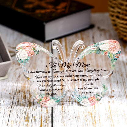 Jetec Mom Gifts from Daughter Son Mother Sign Birthday Gifts Acrylic Butterfly Shape Block Birthday Plaque 5.91'' Glass Sign Presents Grateful Mother Day Christmas Gift(to My Mom)