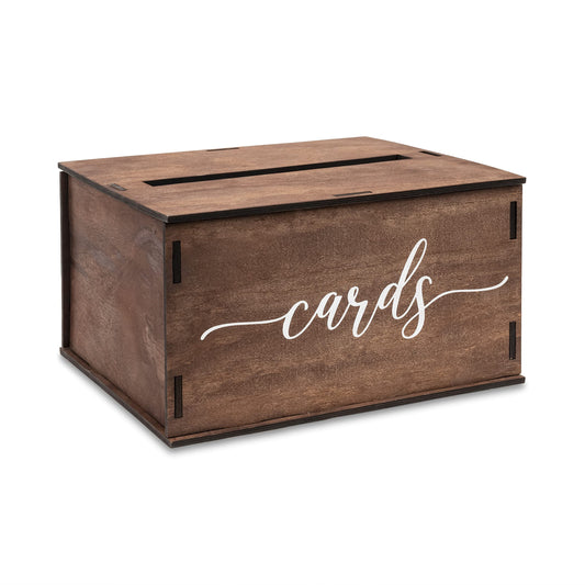 Wooden Wedding Card Box with Slot and Lid | Graduation Card Box for Party 2026 | Grad Gift Money Envelope Holder for Reception, Bridal Shower, Birthday, Retirement | Rustic Keepsake Decorations