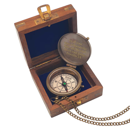 Baptism Gifts for Boys - Engraved Working Handmade Compass with Scripture - Religious, Christian, Catholic, Christening, First Communion, Confirmation Gifts for Teenage Boys and Men