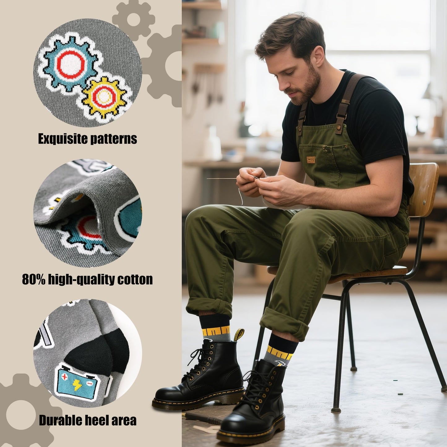 Jeasona Mens Funny Fun Crazy Funky Dress Crew Socks Gifts for Men Dad Grandpa