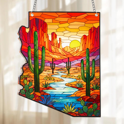 Arizona Landscape Acrylic Ornament Xmas Decor 2025, Arizona Desert Cactus Ornaments Gift for Tourists, Ideal Travel Gifts for Women Men Family & Friends, American Gifts for Women