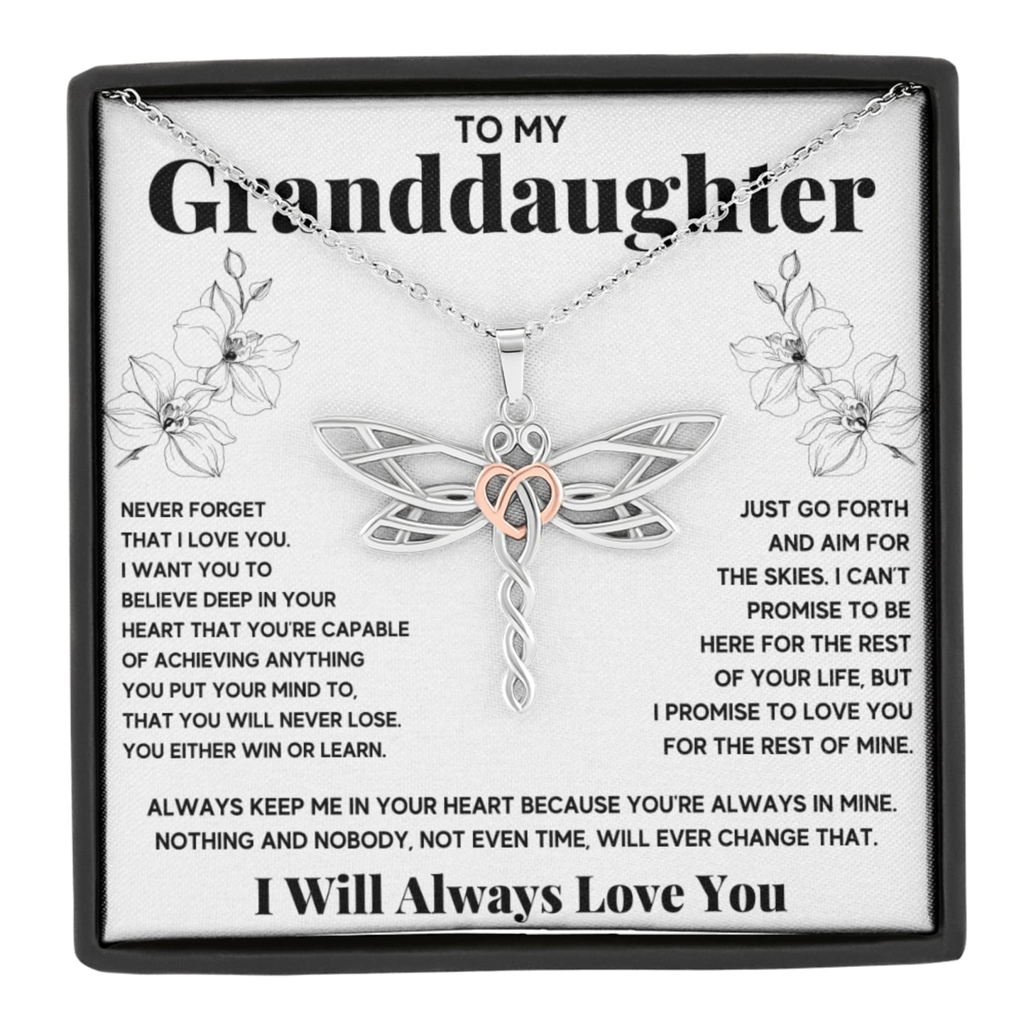 OC9 Gifts Granddaughter Necklace Gift from Grandma or Grandpa with Message Card and Gift Box for Birthday, Graduation and Christmas