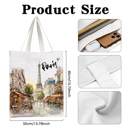 Paris Gifts Tote Bag - Travel Souvenirs from France Cotton City Themed Totes Reusable Grocery Bags for Shopping Beach Aesthetic Handbag Christmas New Year Birthday Gift for Women Mom Daughter