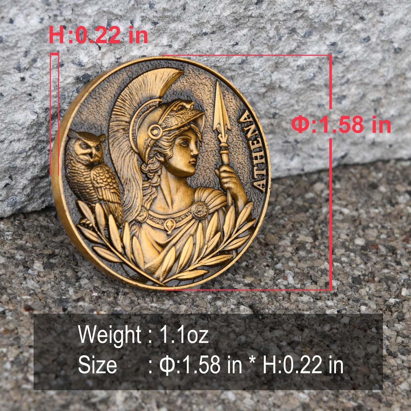 Athena Coin - Symbol of Greek Wisdom and Courage,with Acrylic Display Case, or Decorative Piece（Single Coin