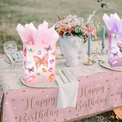 W WINTMING 16 Pcs Butterfly Gift Bags Butterflies Party Favor Bags with Tissue Paper Pink Purple Paper Goodie Bag Birthday Bag for Wedding, Birthday, Party Supplies and Gift (Butterfly)