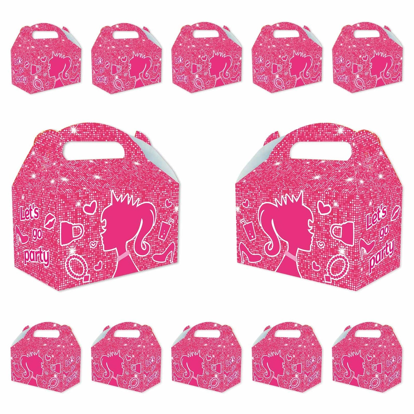 Zliisang 16PCS Pink Princess Candy Boxes Pink Goodie Gift Bags for Kids Princess Theme Birthday Party Favors Bags Girl Birthday Party & Bridal Shower Decorations