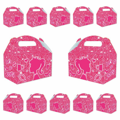 Zliisang 16PCS Pink Princess Candy Boxes Pink Goodie Gift Bags for Kids Princess Theme Birthday Party Favors Bags Girl Birthday Party & Bridal Shower Decorations