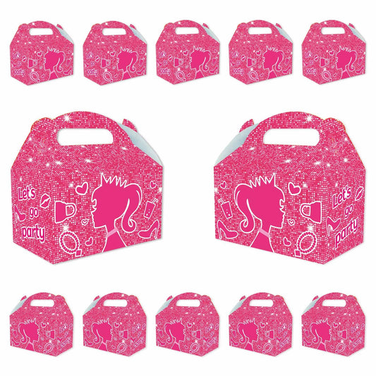 Zliisang 16PCS Pink Princess Candy Boxes Pink Goodie Gift Bags for Kids Princess Theme Birthday Party Favors Bags Girl Birthday Party & Bridal Shower Decorations