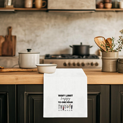 Happy Hour Kitchen Towels - Cocktail Lover Gifts, Cheer Bar Home Bar Decor, Why Limit Happy to One Hour Bar Towels for Bartender, Whiskey Bar Decor, 16x24 Inch
