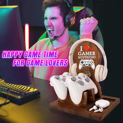 Boyfriend Ideas Gifts, Valentines Fathers Anniversary Christmas Birthday Gifts for Boyfriend Wooden Headphone Stand