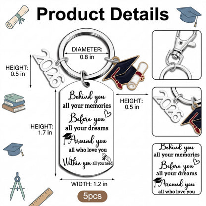 2026 Keychain - Personalized Stainless Steel Graduation Gift for Graduates with Charm of 2026