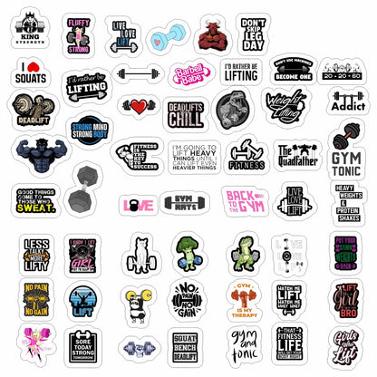 BulbaCraft 100Pcs Gym, Workout and Weightlifting Stickers for Water Bottle & Laptop - Workout Gifts for Women, Mom - Waterproof Vinyl Decals, Fitness Stickers, Gifts for Women & Men