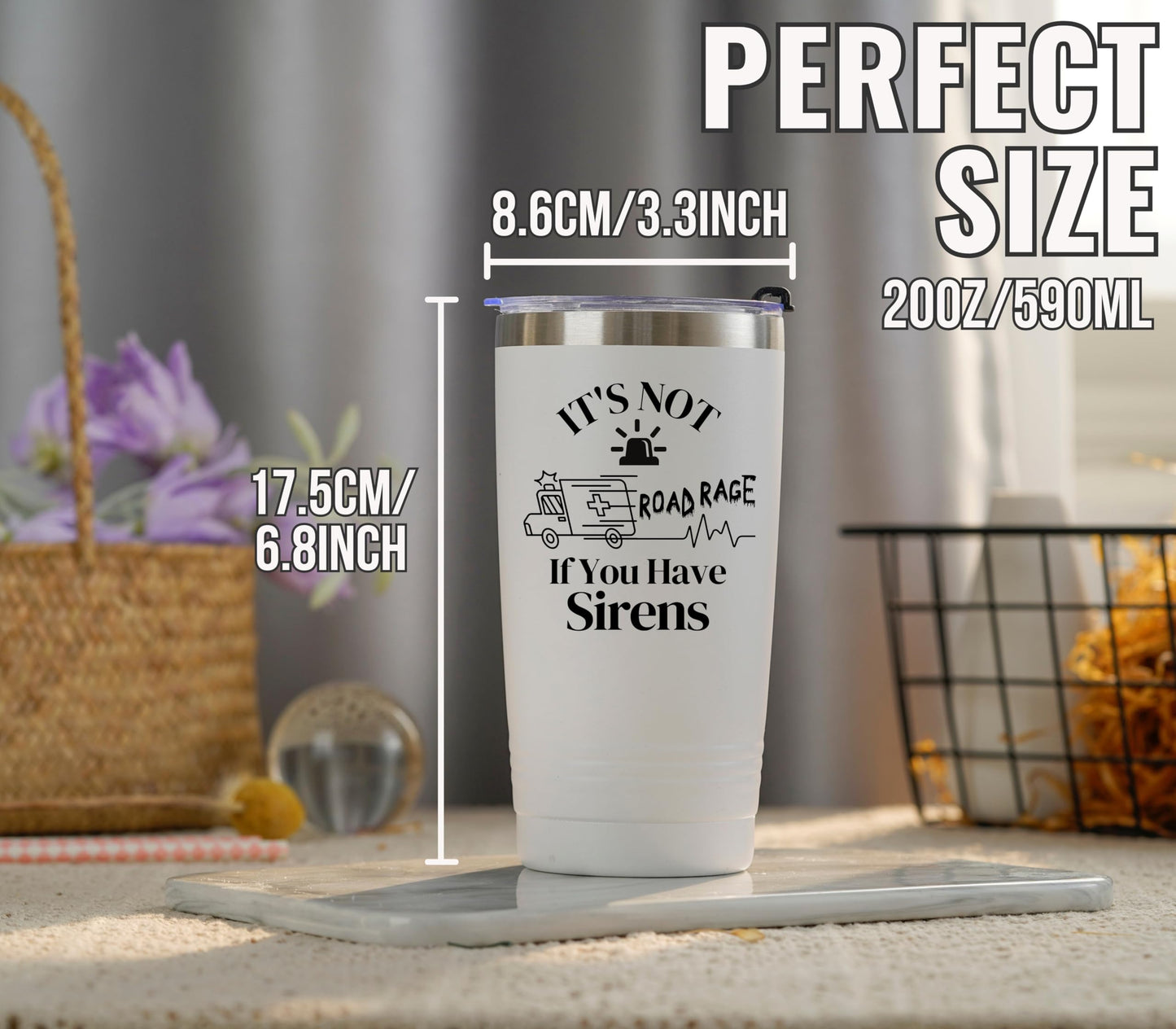 Onebttl Funny Paramedic Gifts, Gifts for EMT and EMS on National Emergency Medical Technician Day and International Paramedics Day, Stainless Steel Insulated Tumbler - It's not a road rage
