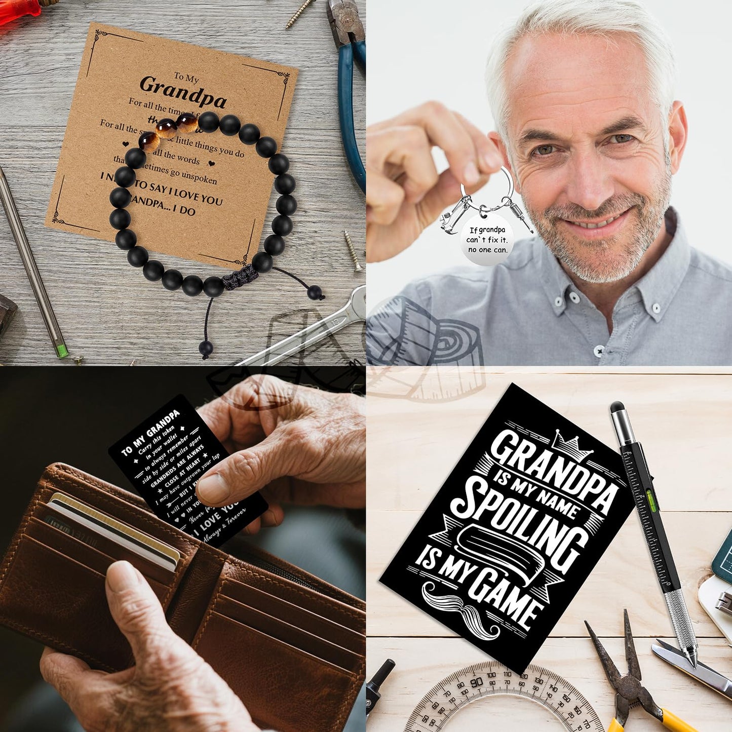 JTAMOHI 11 Pieces Grandpa Gifts, Best Grandpa Ever Gift with 20 Oz Tumbler Socks Baseball Cap Tape Measure Bracelet Wallet Card Keychain, Fathers Day Birthday Christmas Gift for Grandfather Granddad